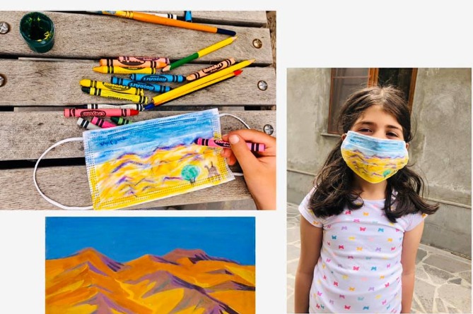 Коронавирус как искусство: дети в Армении создают картины и воспроизводятся шедевры на медицинских масках (ФОТО)