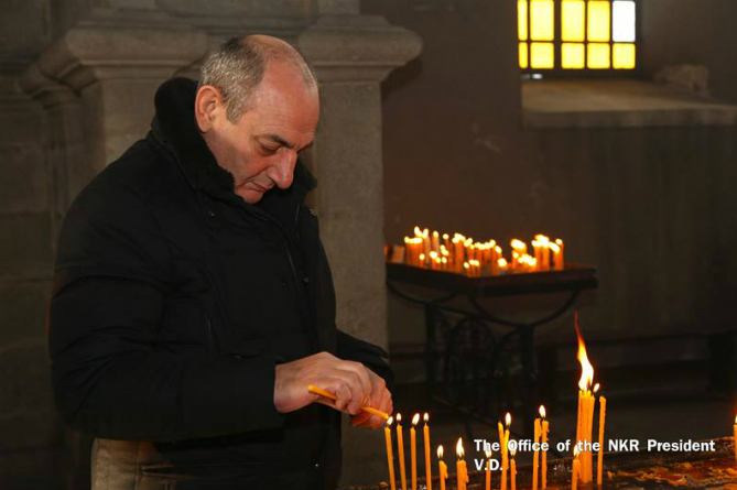 Президент НКР принял участие в Божественной литургии Рождества Христова в Шуши