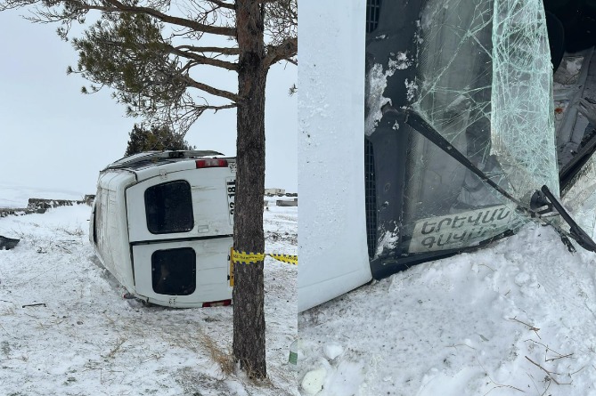 10 человек пострадали в аварии пассажирского микроавтобуса на Севанской трассе (ВИДЕО)