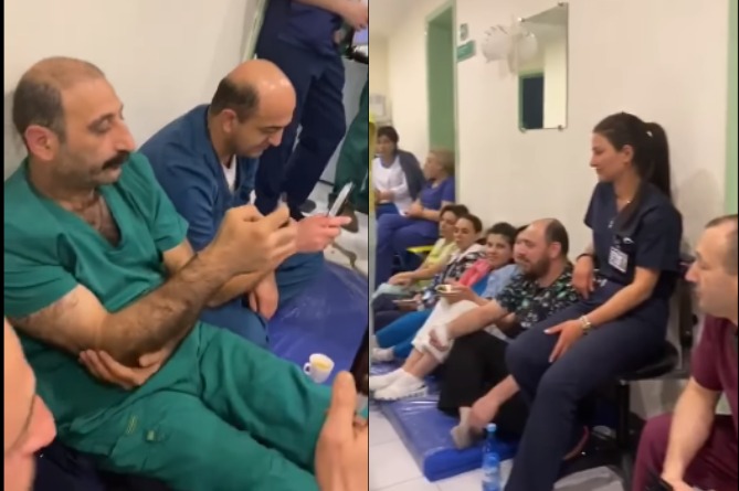 Врачи-герои поют "Мшо горани" в госпитале Степанакерта (ВИДЕО)