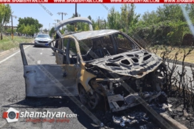 Արտակարգ դեպք Երևանում. Nissan–ը լիցքավորվելուց հետո բռնկվել ու վերածվել է մոխրակույտի, վարորդը հոսպիտալացվել է