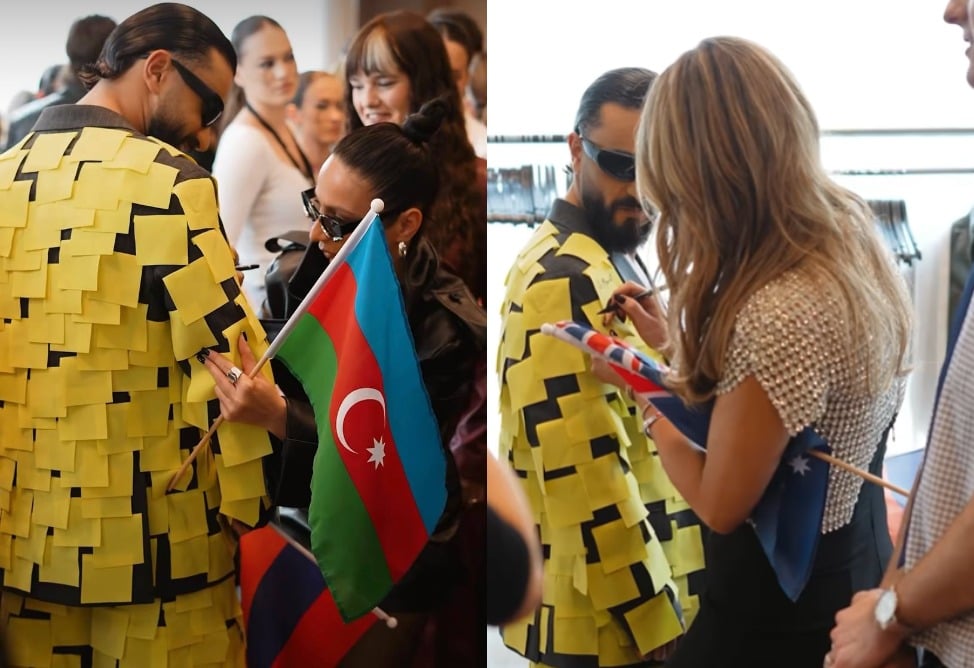 «Եվրատեսիլում» Ադրբեջանի ներկայացուցիչն իր մաղթանքն է թողել Սիմոնի շապիկին (ՎԻԴԵՈ)