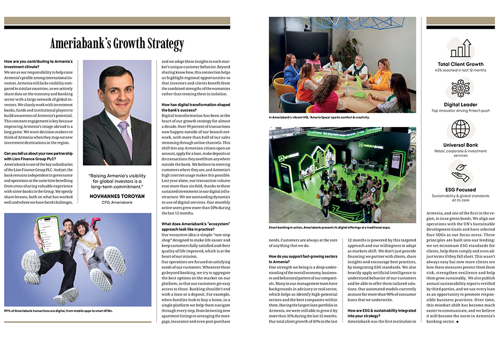 Հայաստանը պետք է լինի տարածաշրջանում ներդրումային որոշումների կիզակետում. «Ամերիաբանկ»-ի ֆինանսական գծով տնօրեն