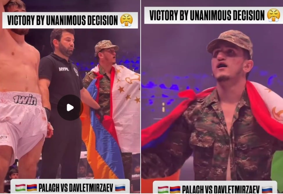  Боец из Таджикистана Сулейман Махмадов вышел на ринг с флагом Армении в память о погибшем друге-армянине (ВИДЕО) 