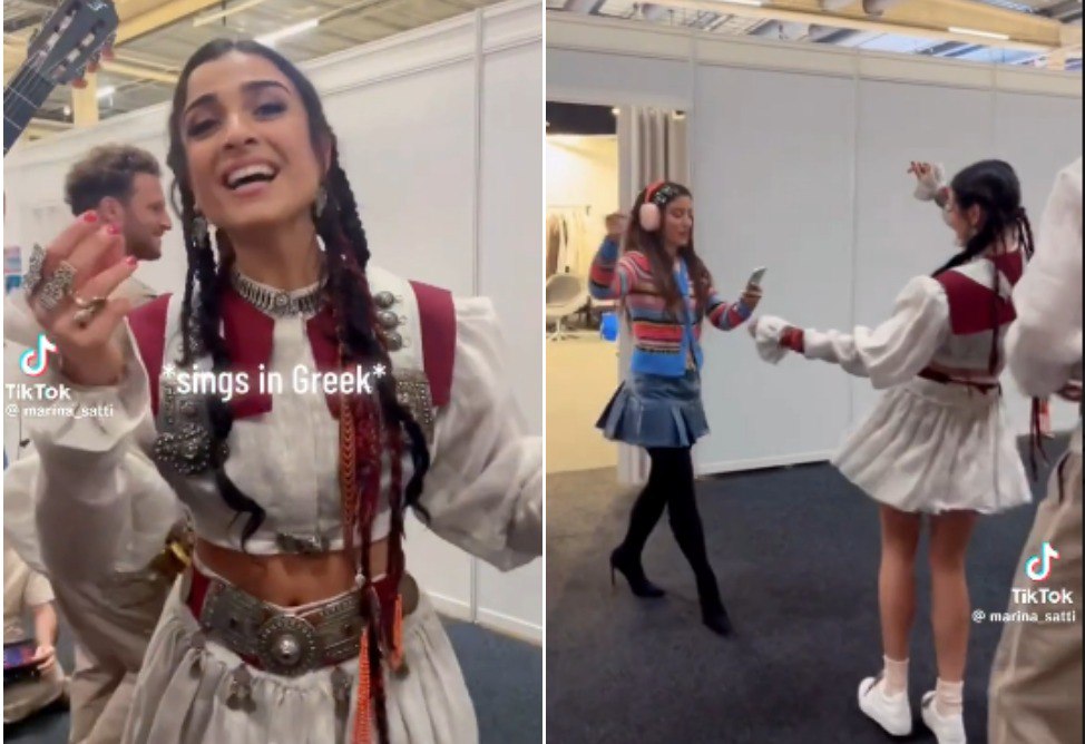 Жаклин спела на греческом языке и станцевала с певицей Мариной Сатти (ВИДЕО)