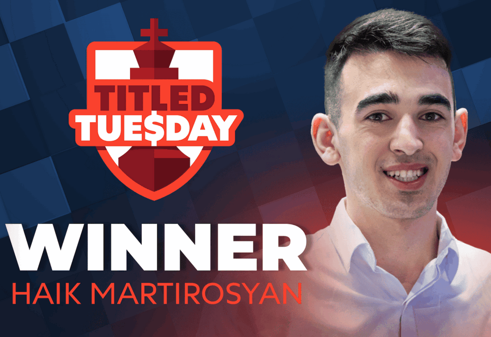 Գրոսմայստեր Հայկ Մարտիրոսյանն իր կարիերայում առաջին անգամ հաղթել է «Title Tuesday» («Տիտղոսային երեքշաբթի») մրցաշարում